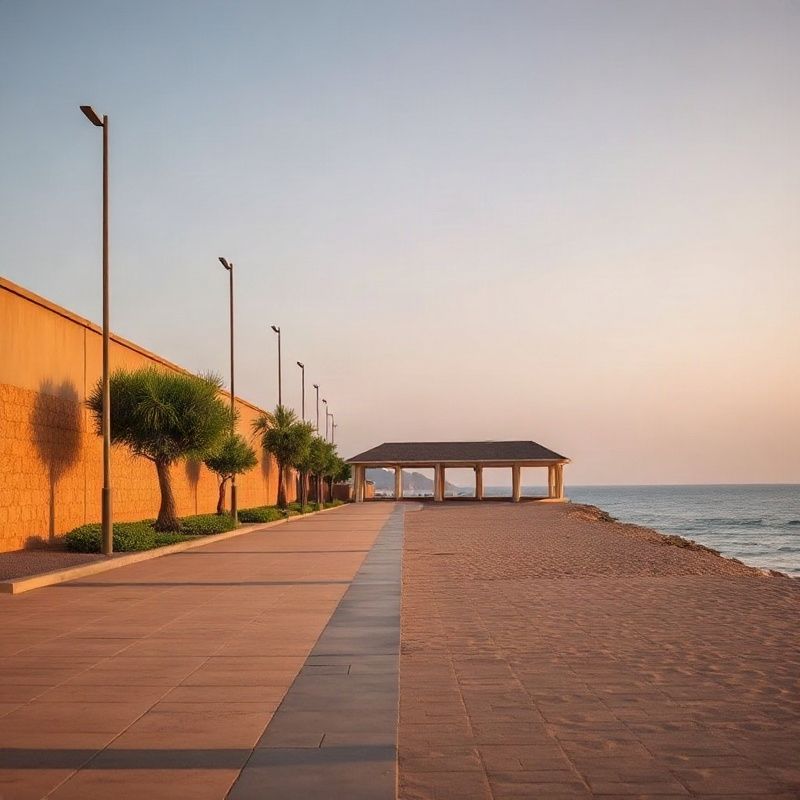 Calm seafront promenade in Malindi at early morning